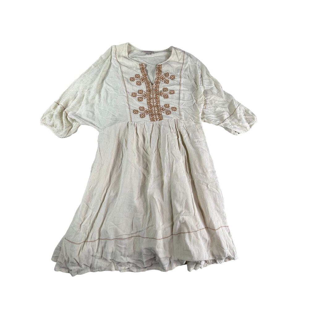 Knox Rose Dress Womens Medium Cream Tunic Boho 3/4 Sleeves Pockets Target NWOT